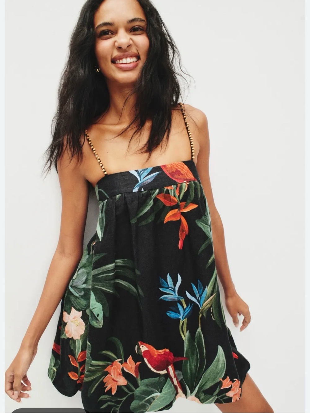 0087 FARM Rio MIDNIGHT MACAW MINI DRESS
